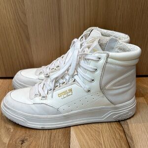 Circus by Sam Edelman Cream White High-Top Sneakers with Gold Logo